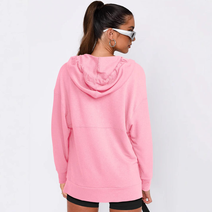 Dame Oversized Hoodie med afslappet stil og V-hals Stilla
