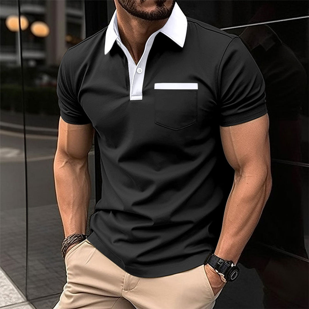 Herrer Poloshirt med moderne kontrastkrave og praktisk brystlomme Stilla