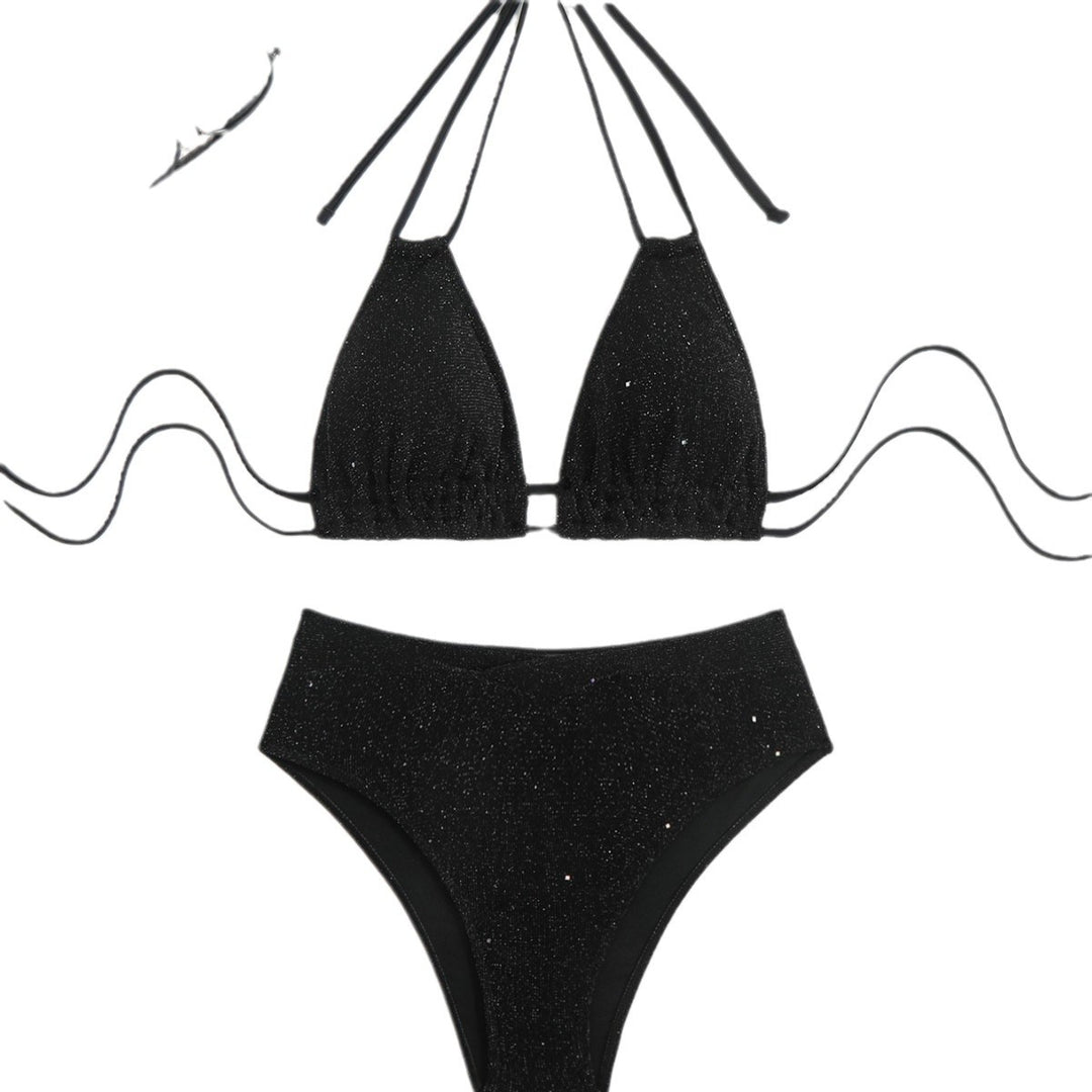 Dame glinsende trekanta-bikini-sæt Stilla