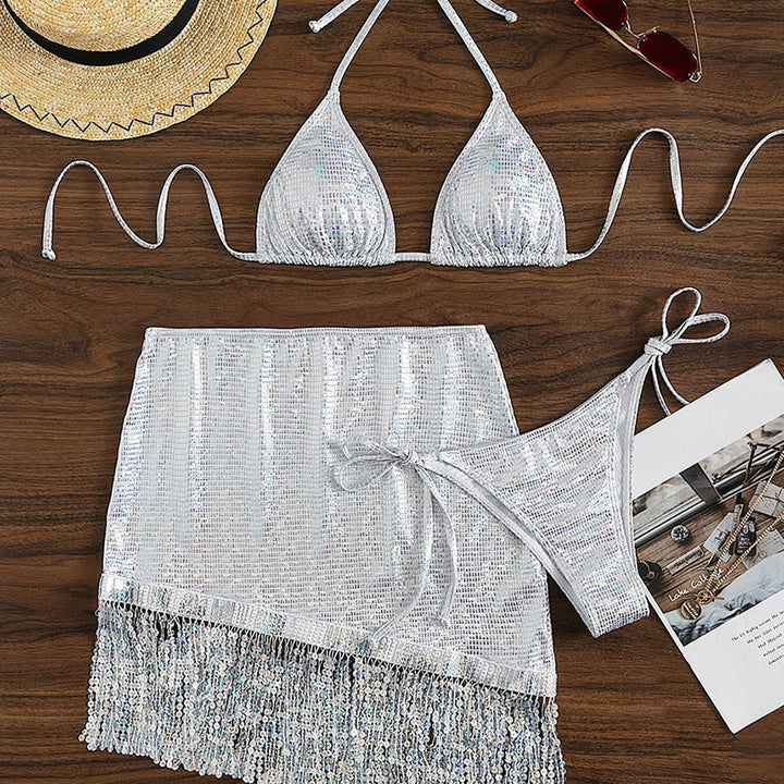 Femme Sparkling Sequin Bikini Sæt Stilla