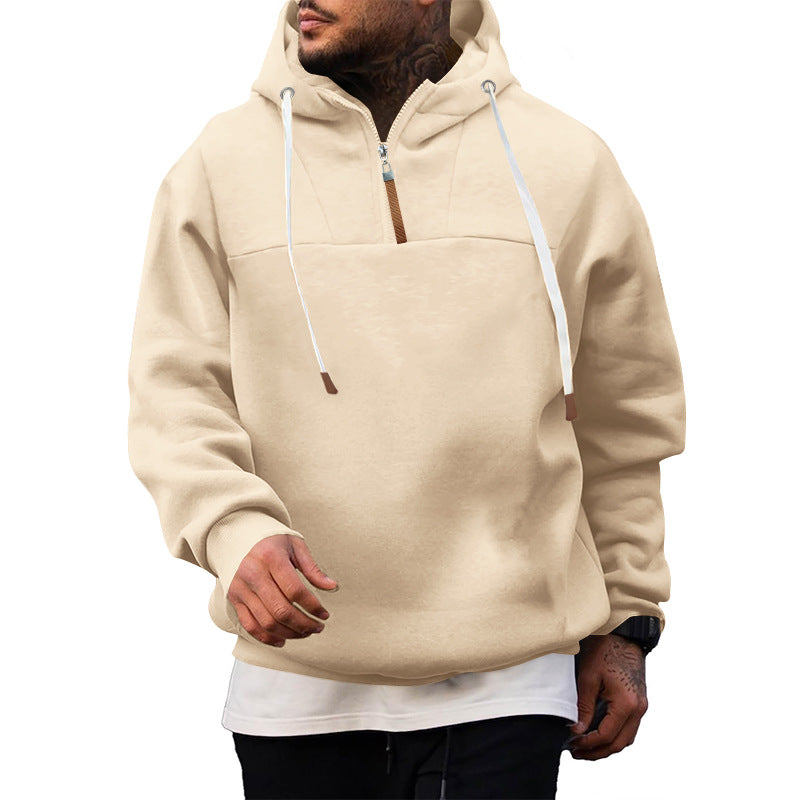 Herre hoodie med kort lynlås og blødt fleece-materiale Stilla