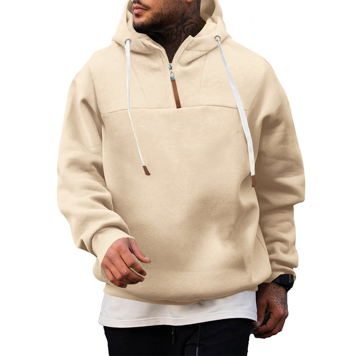 Herre hoodie med kort lynlås og blødt fleece-materiale Stilla