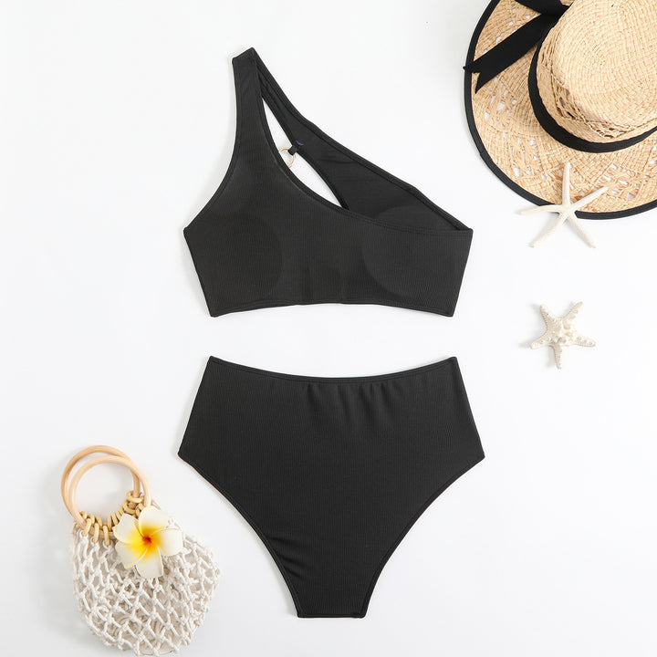 Dame asymmetrisk Cut-Out High-Waist Bikini Sæt Stilla