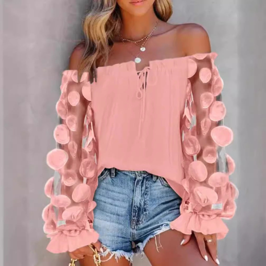 Dame Off-Shoulder Bluse med dekorative puffærmer Stilla