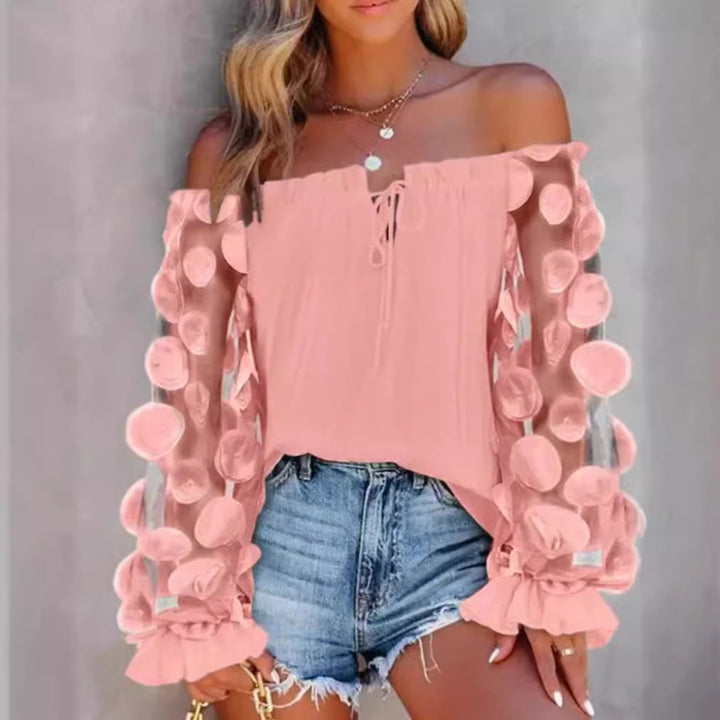 Dame Off-Shoulder Bluse med dekorative puffærmer Stilla