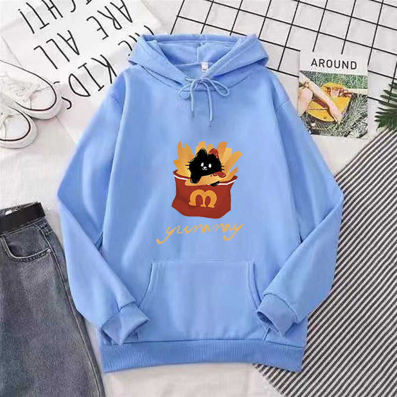 Kvinders hættebluse med kreativ kat design Skovae