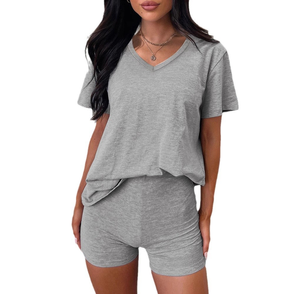 Dame V-hals fritidsbluse i relaxed fit Skovae