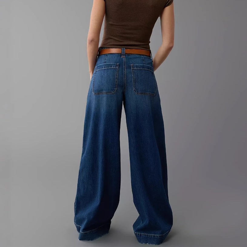 Dame brede jeans med høj talje Stilla
