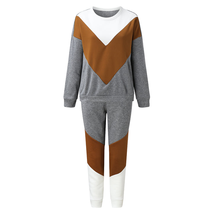 Kvinders sporty sweatshirt sæt med moderne farveskæring og elastisk talje Skovae