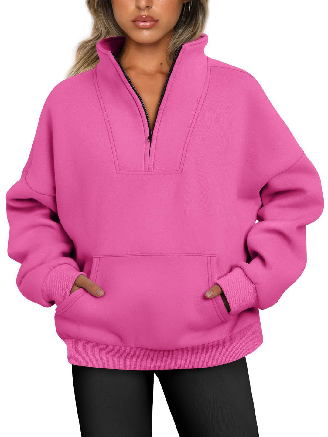 Dame hyggelig pullover med ståkrave og praktisk lynlås Stilla