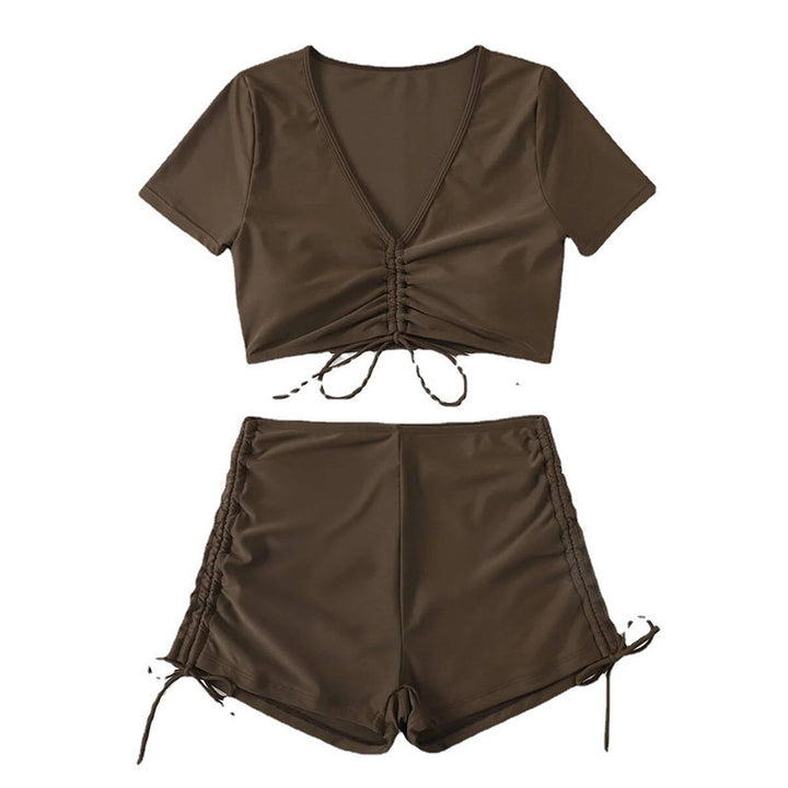 Dame Cropped Top med dekorative flæsedetaljer og høj talje Skovae