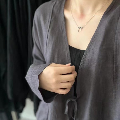 Femme Letvægts Bindefront Linnedbluse Stilla