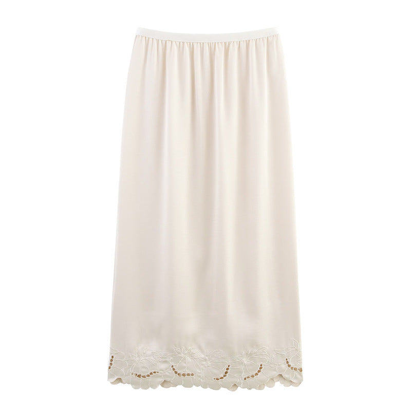 Dame elegant maxiskørt med floral spidseindsats Stilla