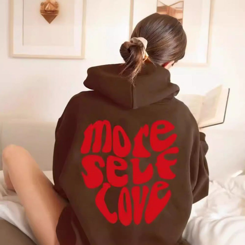 Kvinders oversized hætte sweatshirt med kreativ hjerte design Skovae
