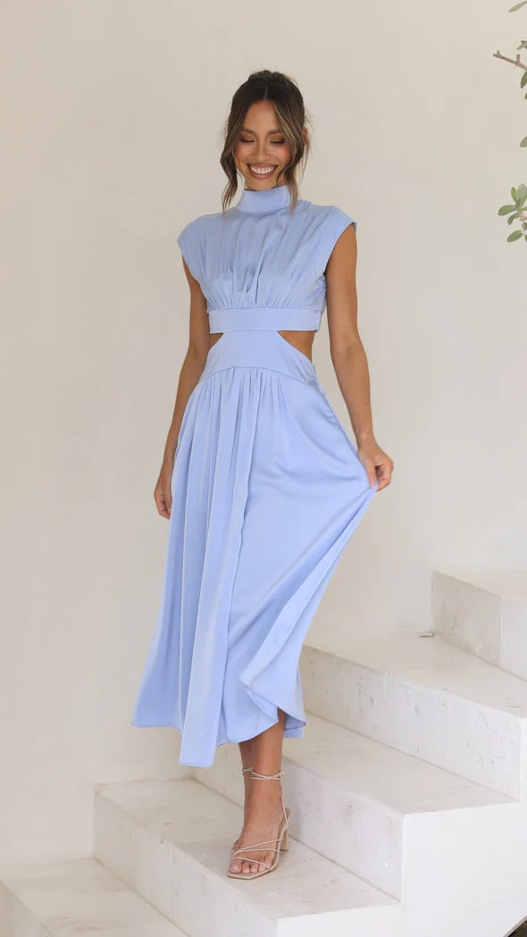 Dame Maxikjole med elegant drapering og moderigtige cut-out-detaljer Stilla