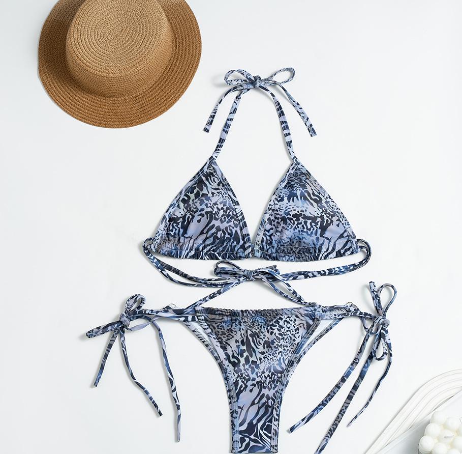 Dame Triangel-Bikini med justerbare bindebånd og cool farvekombination Stilla