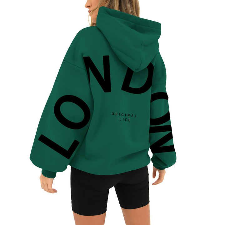 Kvinders oversized hoodie med trendy London print Skovae