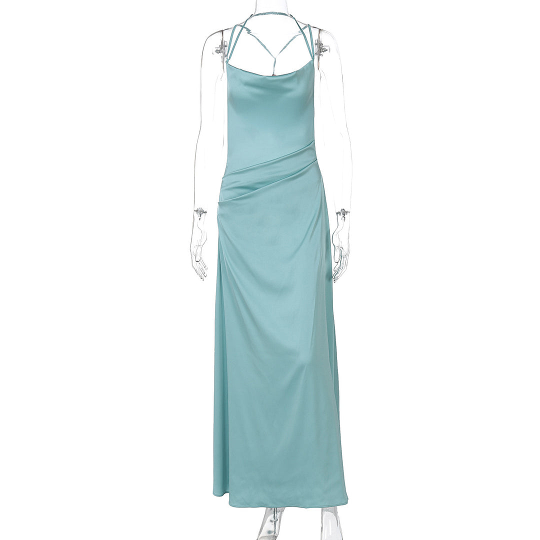Dame Elegant Maxikjole med justerbare spaghetti stropper og raffineret indpakningsdesign Stilla