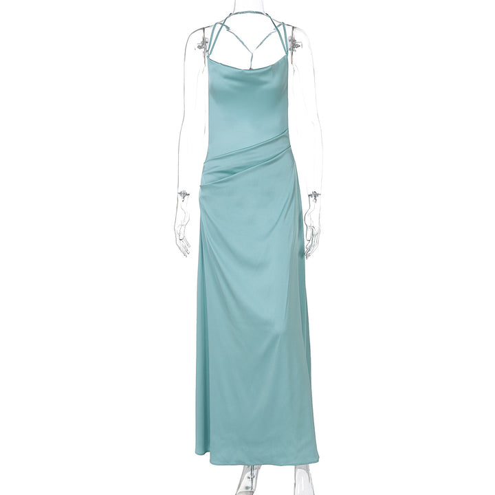 Dame Elegant Maxikjole med justerbare spaghetti stropper og raffineret indpakningsdesign Stilla