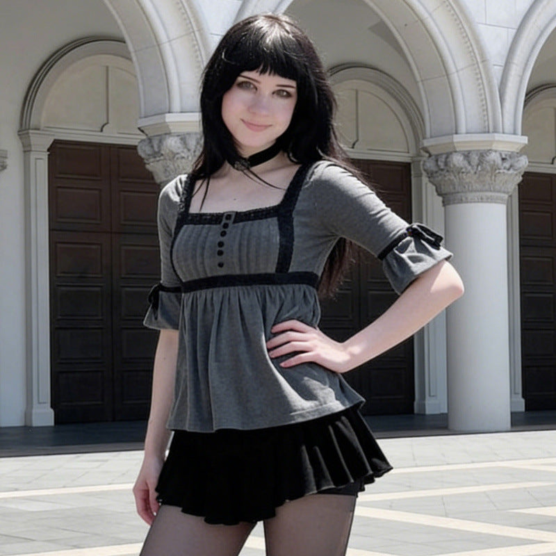 Damen Top mit Spitzenakzenten und lässigem Schnitt Skovae