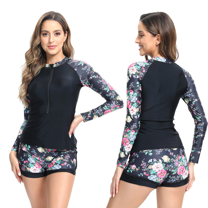 Kvinder Floral Tryk Rash Guard og Badebukser Sæt Stilla