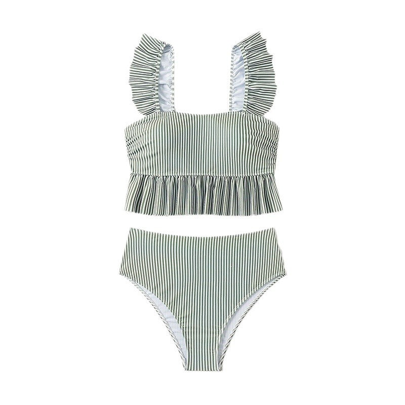 Dame Strandtankini med flæsedesign og højtaljede bukser Skovae