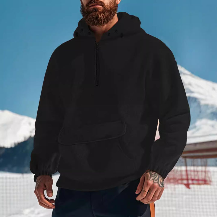 Herrer Fleece-Hoodie med høj hals og praktisk kængurulomme Stilla