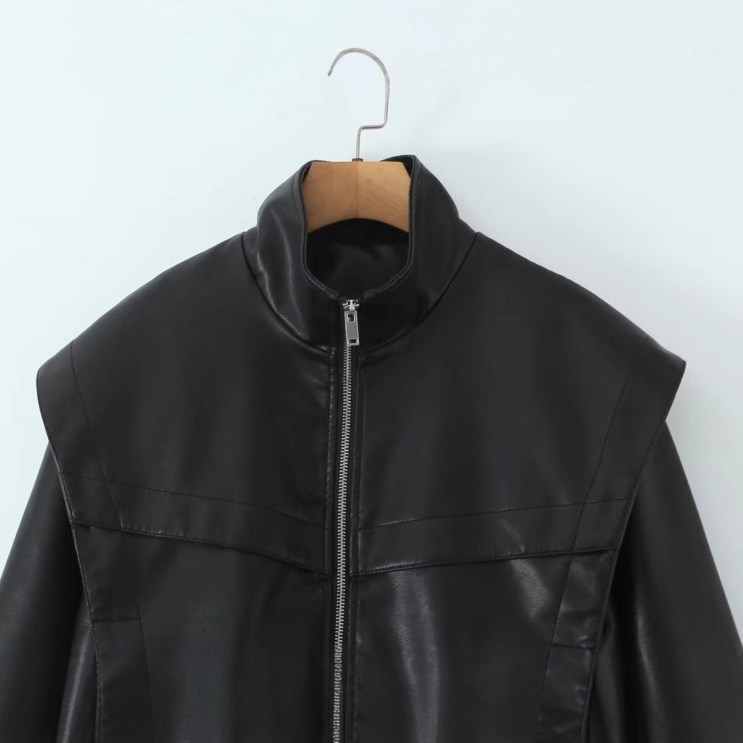 Kvinders fashionable bikerjakke med elastiske manchetter Stilla