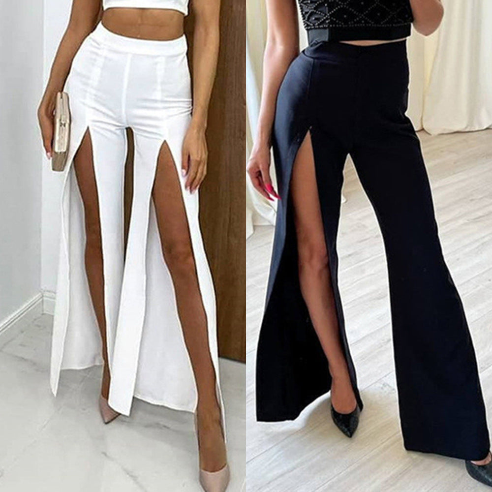 Dame elegant højtaljede culotte med sidelommer og flydende stof Stilla