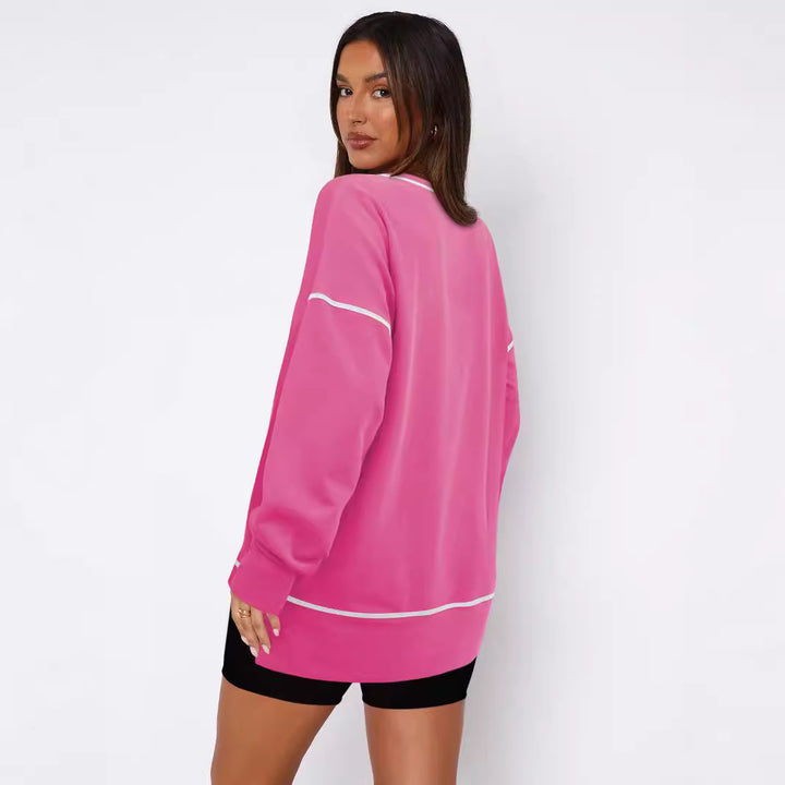 Dame Sporty Oversized Pullover med Kontrast syninger Stilla