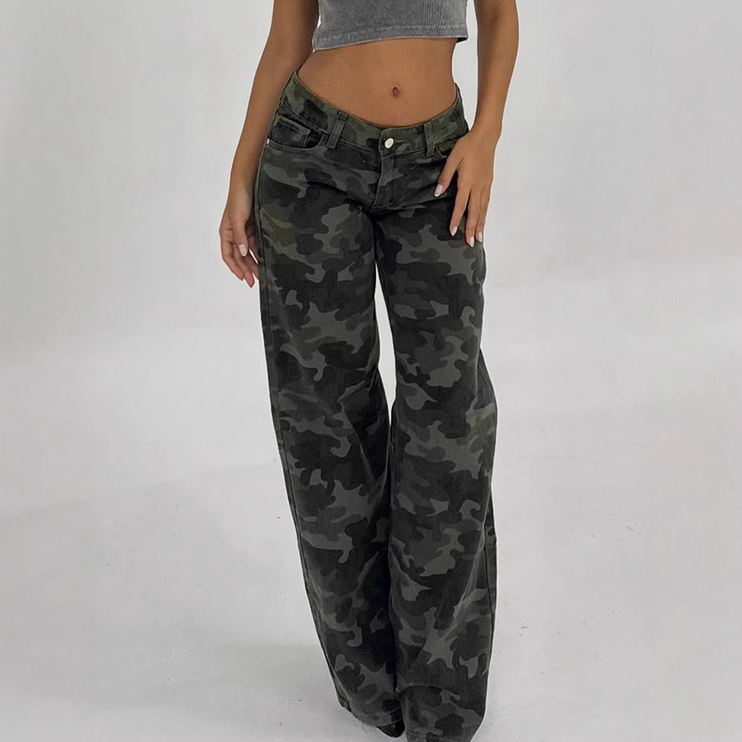 Dame Relaxed Fit Cargobukser med moderigtigt camouflage-mønster Skovae