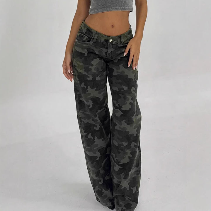 Dame Relaxed Fit Cargobukser med moderigtigt camouflage-mønster Skovae