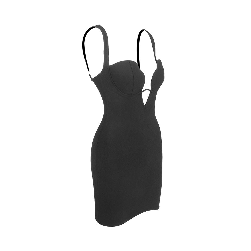 Damer tætsiddende kjole med V-udskæring Skovae