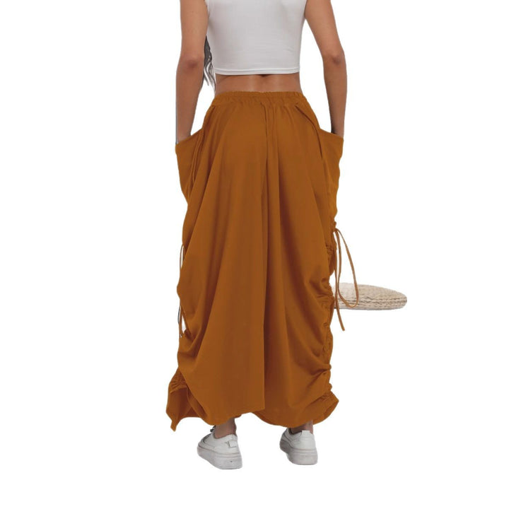 Dame Lang Wrap Skirt med elastisk Talje og Lommer Stilla