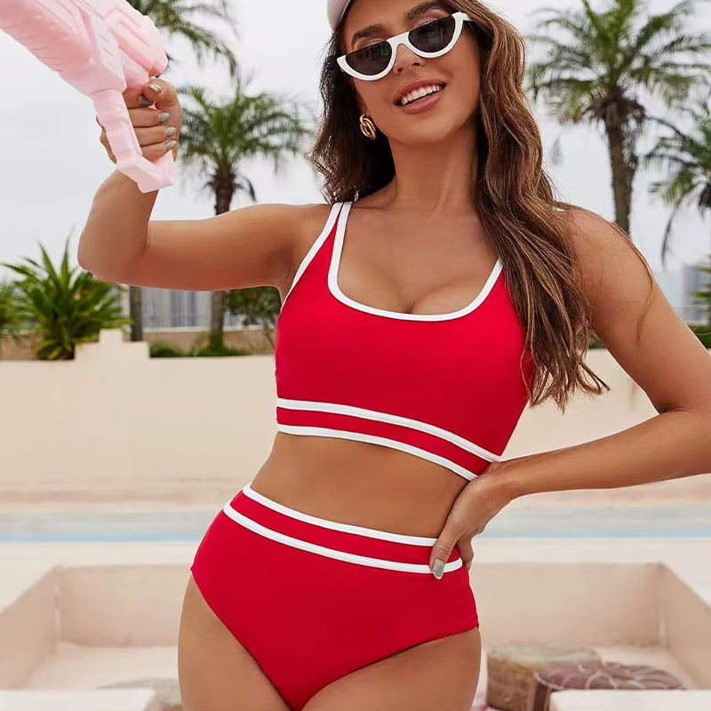 Dame sport-bikini-sæt med høj talje og kontrasterende accenter Stilla