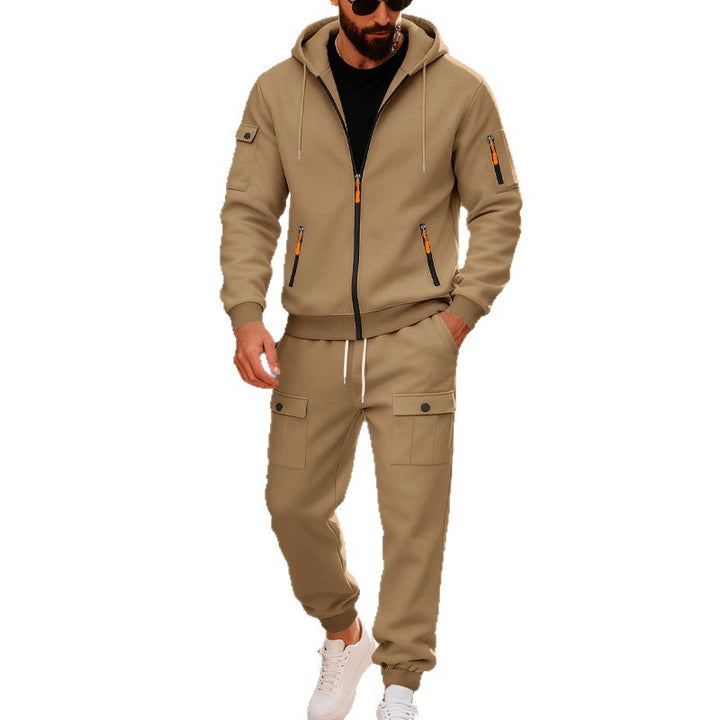 Herrer nan urban sweatpants sæt lavet af bomuldsblanding med cargo-lommer og funktionelle lynlåse Skovae