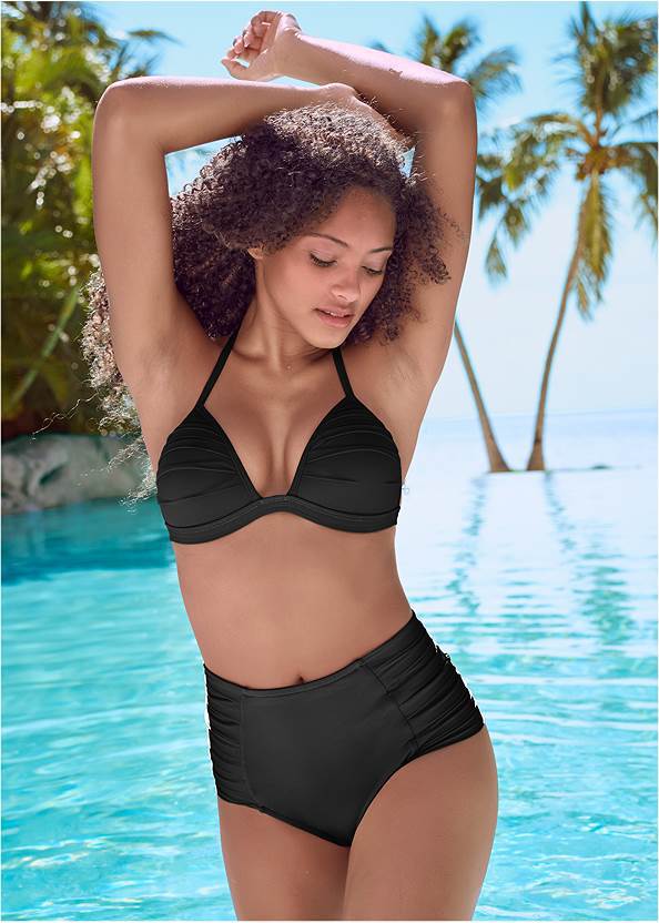 Dame højtaljet bikini med feminint flæse design Skovae
