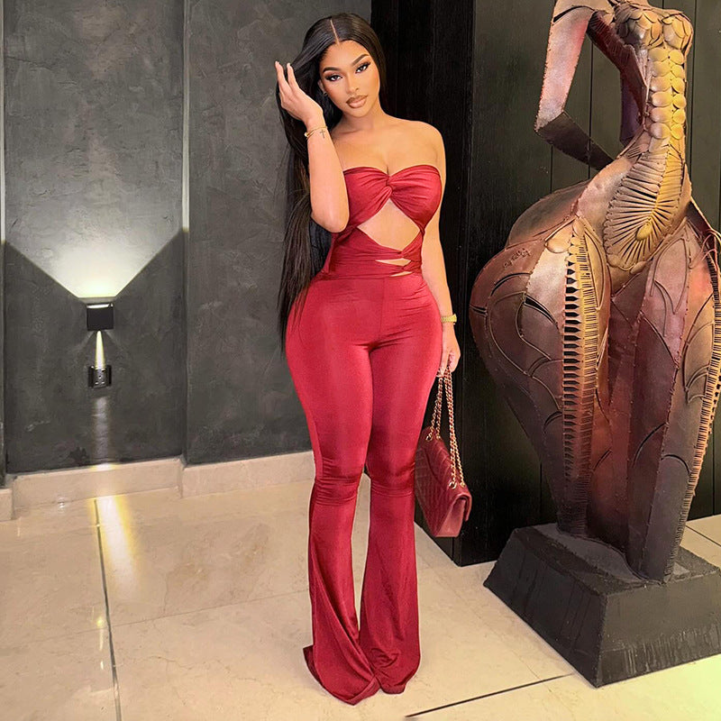 Dame Elegant Cut-Out Jumpsuit med flydende ben Skovae
