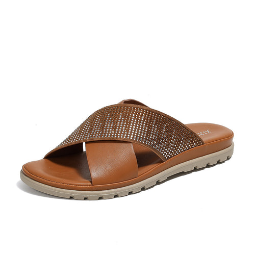 Dame elegante pantofler med mode strass dekorationer Stilla