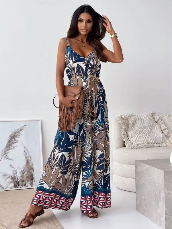 Dame Bohemian Print Bredbenet Jumpsuit Stilla