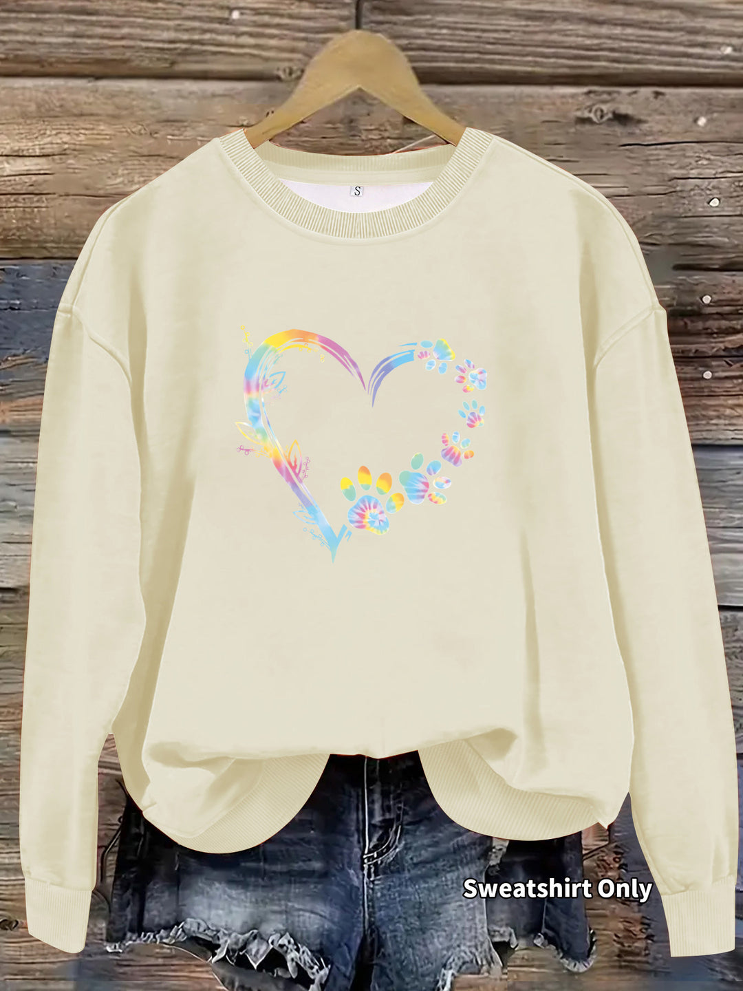 Kvinders sweatshirts med blomsterhjerte design og behagelig pasform Stilla