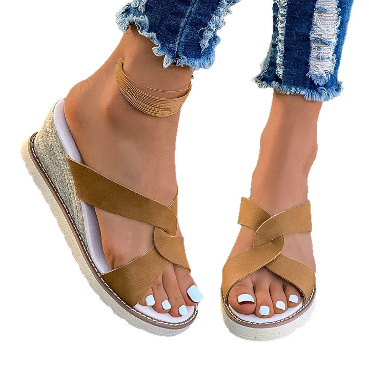Dame elegante Plateau-Sandaler med krydsbånd design og skridsikker sål Stilla