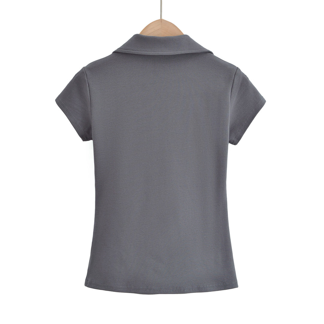 Dame Polo-T-Shirt med kropsnær pasform og farvematchende krave Stilla