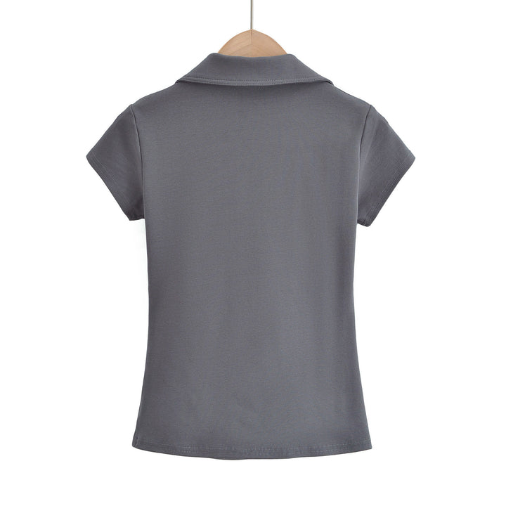 Dame Polo-T-Shirt med kropsnær pasform og farvematchende krave Stilla
