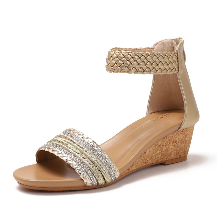 Dame wedge-sandaler med flettede remme og komfortabelt fodseng Stilla