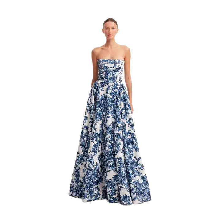 Kvinder Elegant Blomster Mønster Maxi Kjole med Off-Shoulder Design Skovae