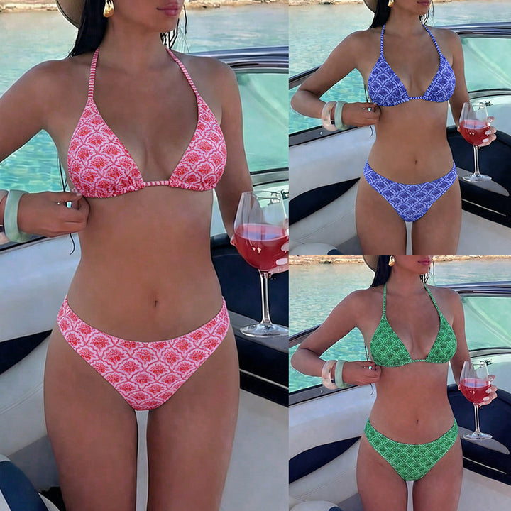 Dame Triangel-Bikini med dyremønster og justerbare stropper Skovae