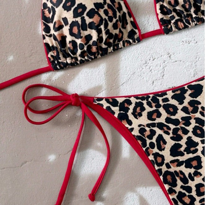 Dame Triangel-Bikini med spændende leopardmønster Skovae