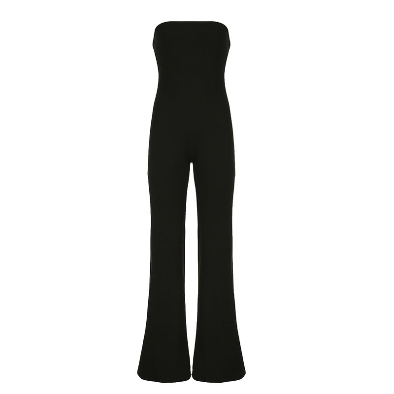 Damen elegantes Jumpsuit im lässigen Design mit Bandeau-Oberteil und weitem Bein Skovae