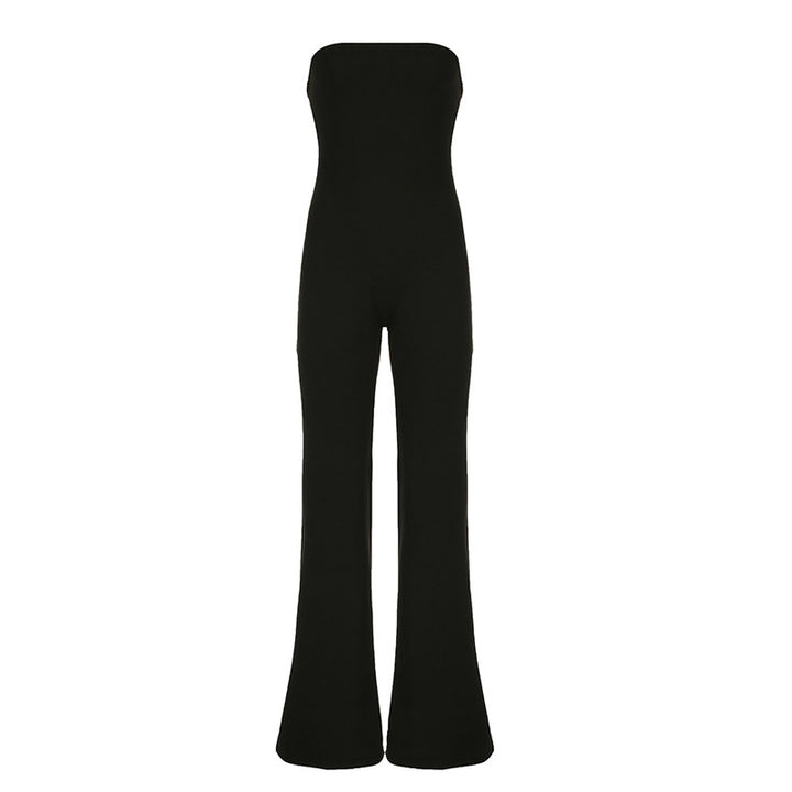 Damen elegantes Jumpsuit im lässigen Design mit Bandeau-Oberteil und weitem Bein Skovae